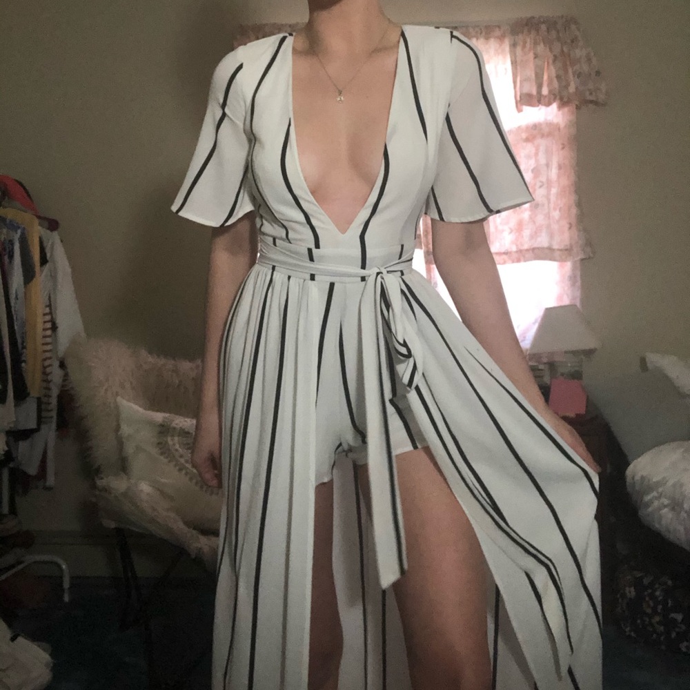 Socialite B&W Open Maxi-Skirt/Romper